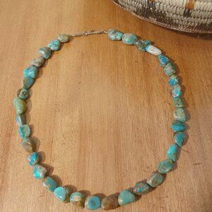 Native American Southwestern Vintage Green Turquoise Nugget Necklace